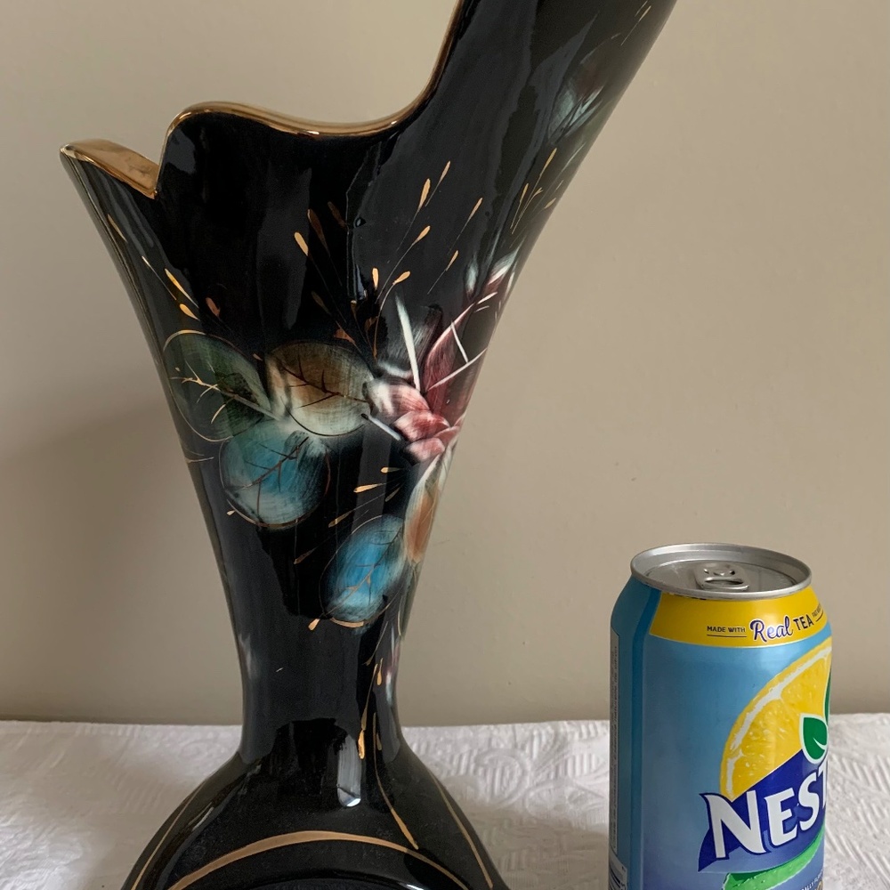 Art Deco 12" Black Vase